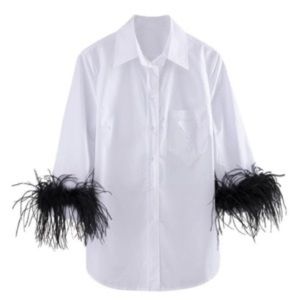 Feather trim blouse